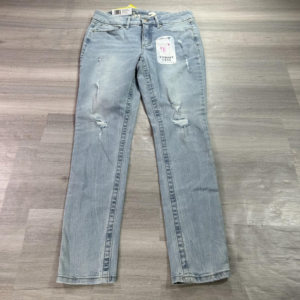 NEW Seven7 Tummyless High Rise Skinny Jeans Womens‎ 8 Blue Stretch Denim 30x31.5